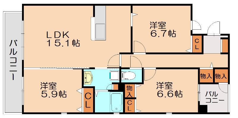 メゾン春日南(3LDK/6階)の間取り写真