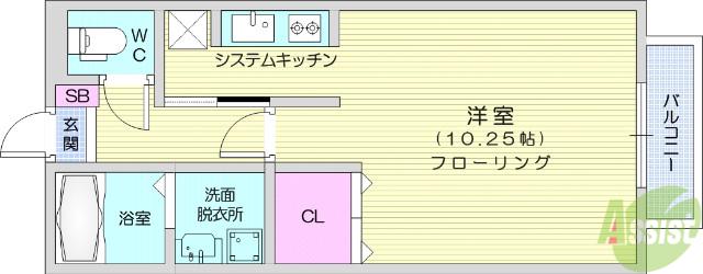 コンフォートAOYAMAA棟(ワンルーム/2階)の間取り写真