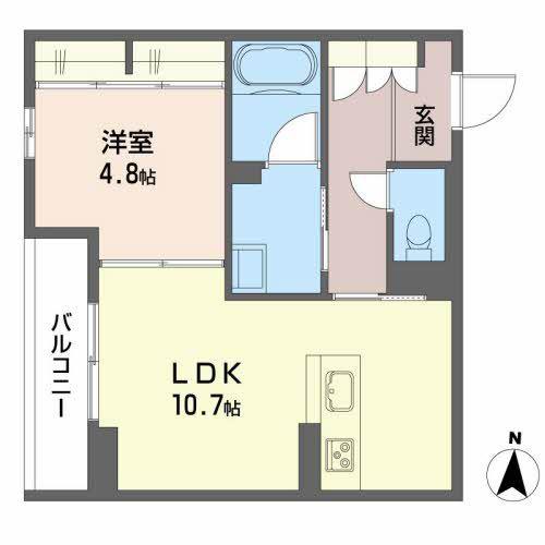 グリシーヌオール中町(1LDK/2階)の間取り写真