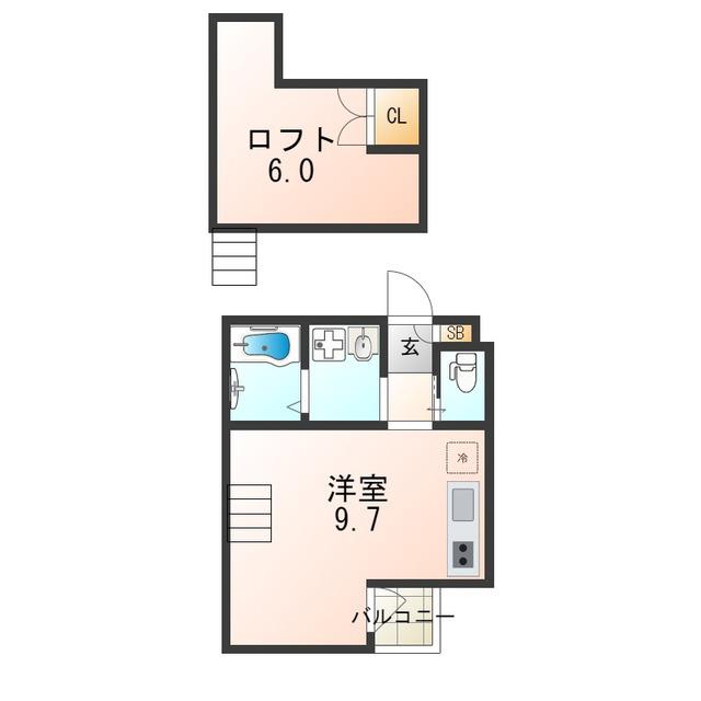 F8石津(1K/1階)の間取り写真