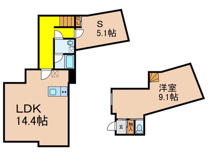 ルクレ神宮前(1SLDK/1階)の間取り写真