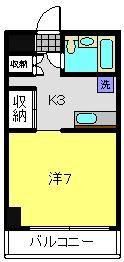 ビラ代官坂(1K/3階)の間取り写真