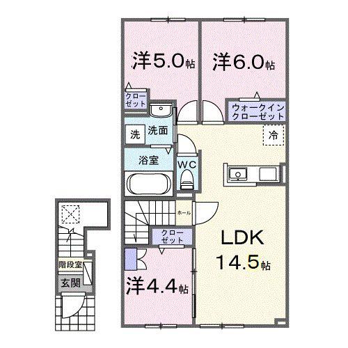 カーサ ルーナ(3LDK/2階)の間取り写真