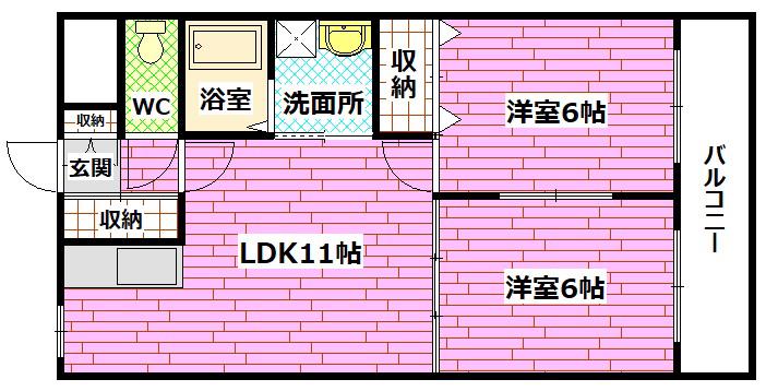 マルベリーヒルズ(2LDK/1階)の間取り写真