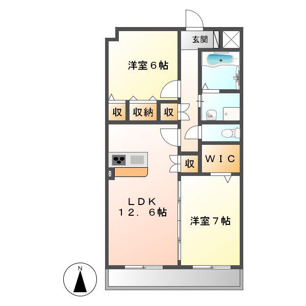 ヴァンドゥーズ(2LDK/2階)の間取り写真