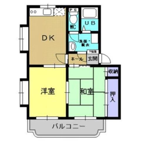 ソレイユ伊敷(2DK/2階)の間取り写真