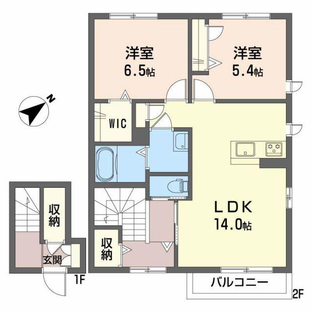 シャーメゾンくすのき(2LDK/2階)の間取り写真