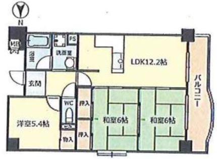 シティハイツ鈴蘭台(3LDK/3階)の間取り写真