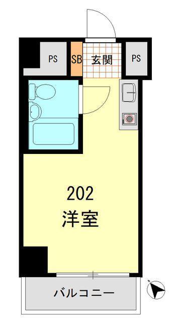 銀座ダイヤハイツ(ワンルーム/2階)の間取り写真