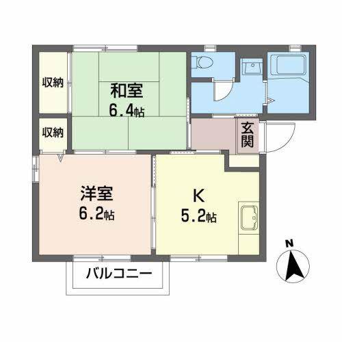 ファミールM・K-A(2K/2階)の間取り写真