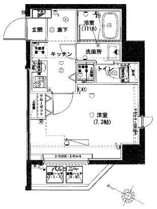 ハーモニーレジデンス田町(1K/3階)の間取り写真
