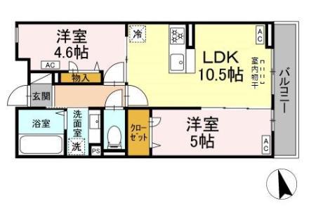 グラナーデ祖師谷(2LDK/3階)の間取り写真