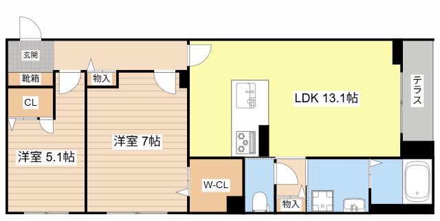 エクセルVI(2LDK/1階)の間取り写真