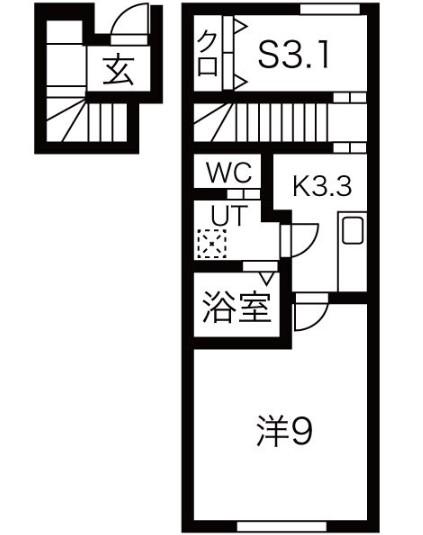 AURORA HRII(1SK/2階)の間取り写真