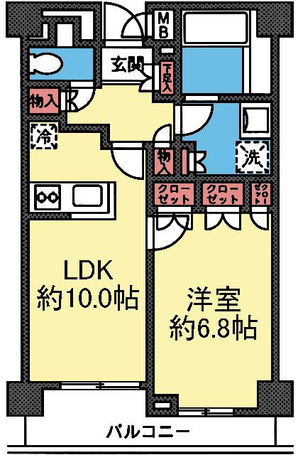ファインステージ新横浜(1LDK/2階)の間取り写真