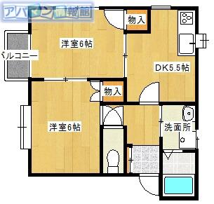 サンライズタウンF棟(2DK/2階)の間取り写真