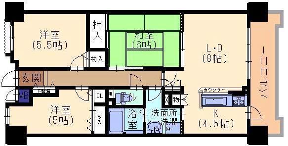 Mプラザ彦根駅前(3LDK/1階)の間取り写真