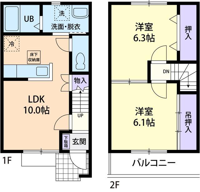HILLS HAPPINESS(2LDK/1階)の間取り写真