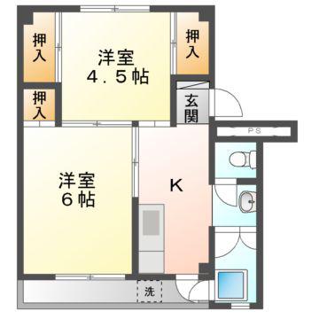 ビレッジハウス杉焼2(2K/4階)の間取り写真