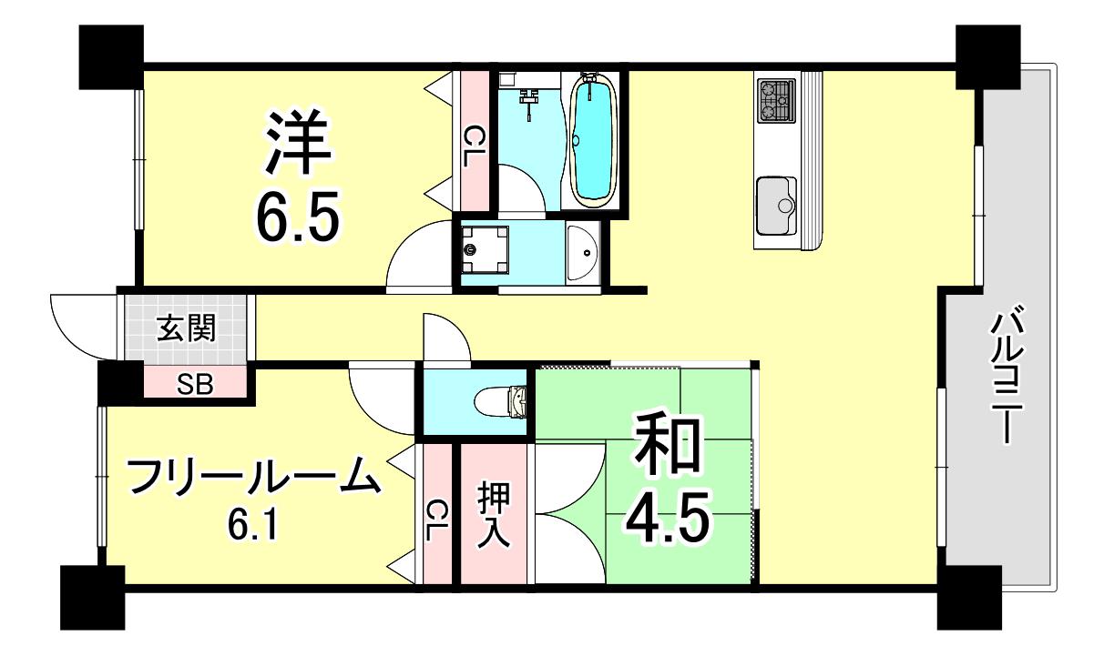 ワコーレ西明石駅前ガーデンズ(3LDK/10階)の間取り写真
