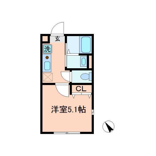 グランノーブル鶴見(1K/1階)の間取り写真