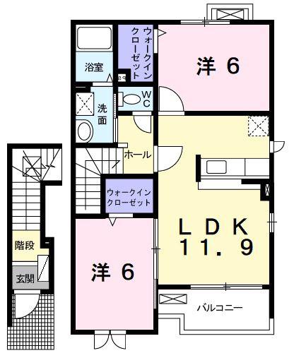 サンクレイドル(2LDK/2階)の間取り写真