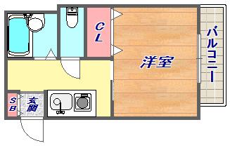 ブロスハイツ住吉本町(1K/1階)の間取り写真
