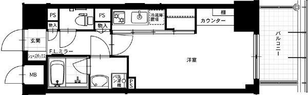 カレ スピラル(ワンルーム/3階)の間取り写真