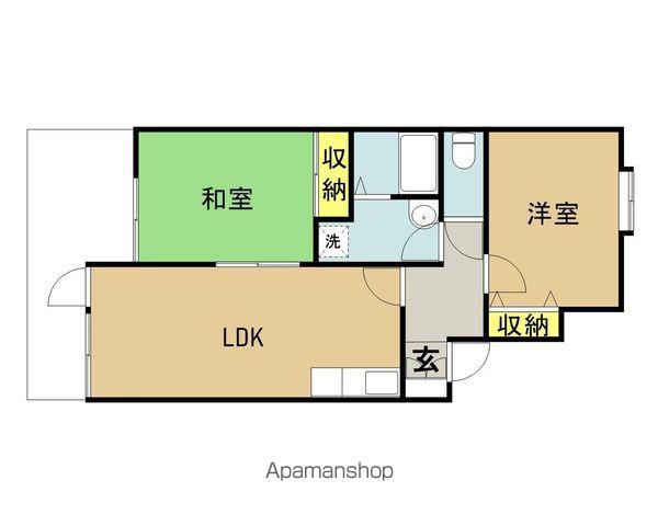 翠ヶ丘五番館(2LDK/2階)の間取り写真