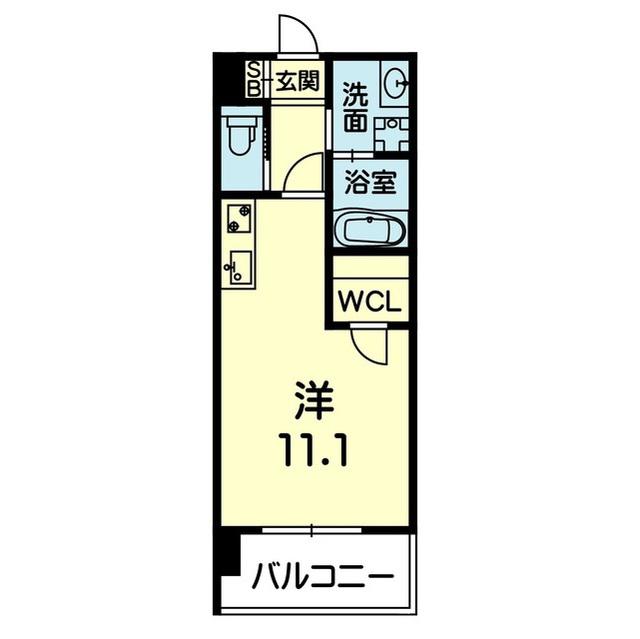 ライズ湖東(ワンルーム/4階)の間取り写真