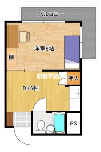 ロワイヤル山根(1DK/4階)の間取り写真