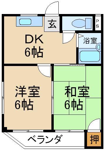 桜園ロイヤルライフ(2DK/3階)の間取り写真