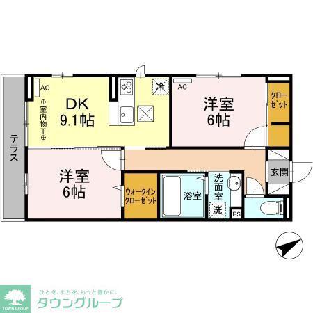 TKM-I(2DK/1階)の間取り写真