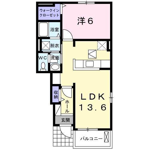 ディアコート大和(1LDK/1階)の間取り写真