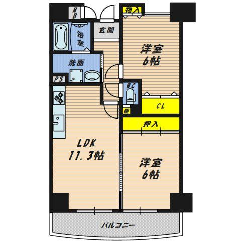 ウィル21(2LDK/4階)の間取り写真
