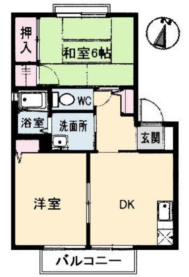 フレサリアA棟(2DK/2階)の間取り写真