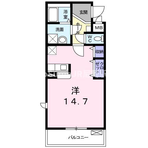 サン・アムール(ワンルーム/1階)の間取り写真