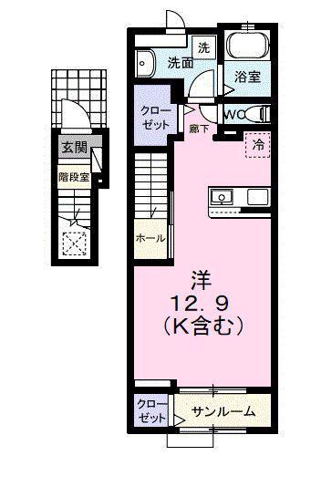 フェニックス II(ワンルーム/2階)の間取り写真