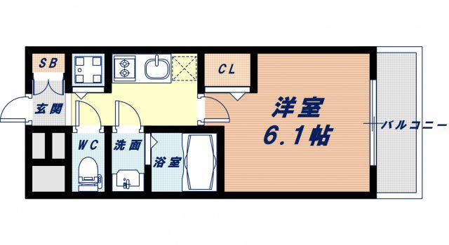 プレサンス難波セレクト(1K/3階)の間取り写真