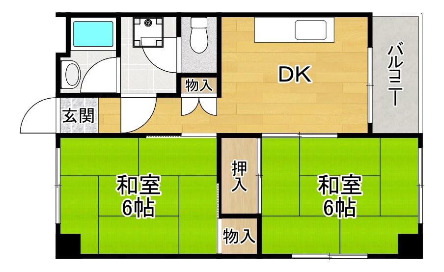 翠香マンション(2DK/2階)の間取り写真