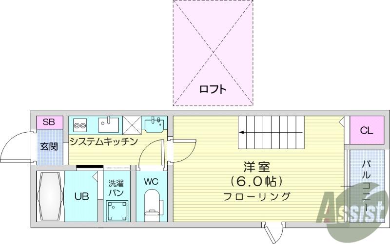 リベルテ黒松(1K/2階)の間取り写真
