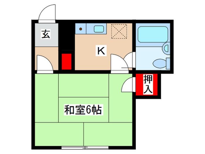 コーポ伊藤(1K/2階)の間取り写真