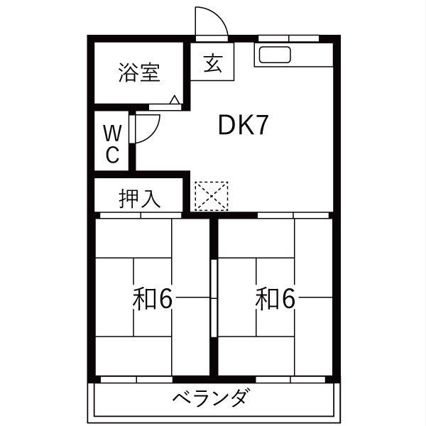 しあわせそう(2DK/2階)の間取り写真