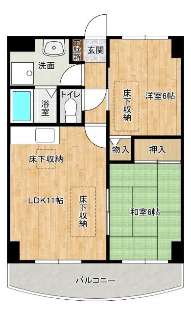 ルネッスリバティヒロ(2LDK/3階)の間取り写真