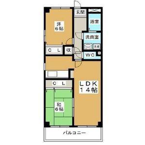 TWINS白壁N棟(2LDK/3階)の間取り写真
