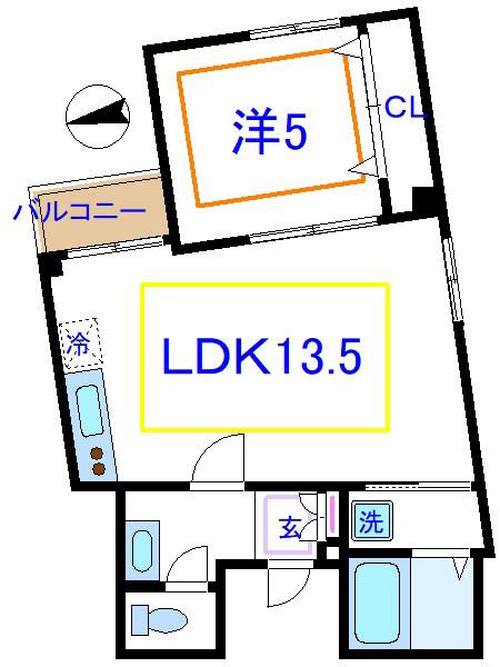 クレールII(1LDK/3階)の間取り写真