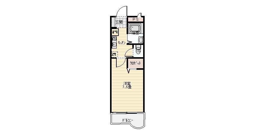 エクセレントK(1K/1階)の間取り写真