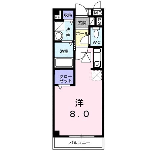 ルピナス(ワンルーム/1階)の間取り写真
