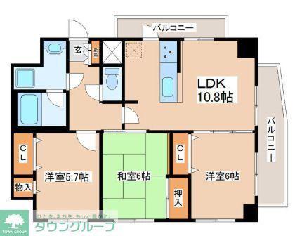 ライオンズマンション梅島第五(3LDK/7階)の間取り写真
