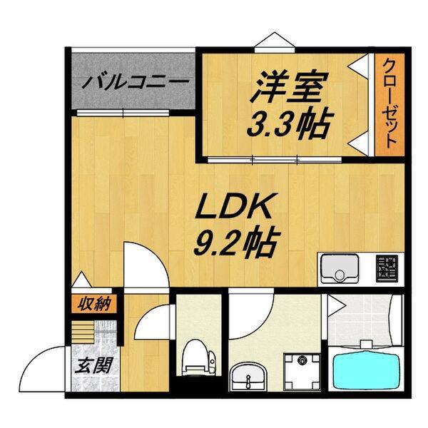 LE COCON 甚目寺III(1LDK/1階)の間取り写真
